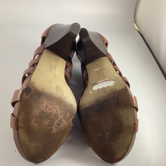 Franco Sarto Women’s Gladiator L-Crest Size 8.5 Light Brown Cone Heel Shoes - Picture 9 of 12